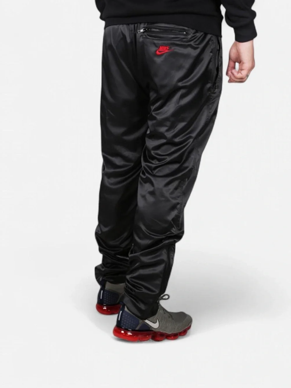 Jordan Men's Black Satin Track Pants with Red Jumpman XS